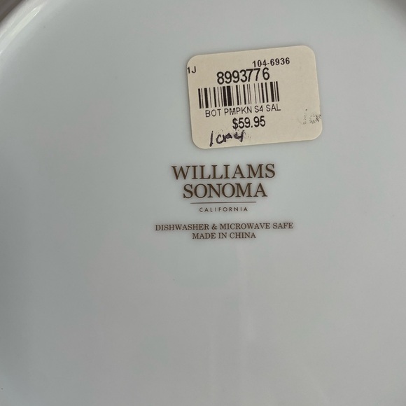 NWT-Botanical Pumpkin Salad Plates by Williams Sonoma, set of 4 - Picture 4 of 4